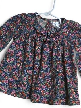 Ralph Lauren Baby Girl Floral Long-Sleeve Peasant Blouse - Navy Pink 6 Months